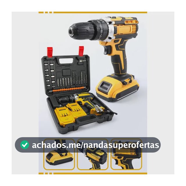 Furadeira Parafusadeira De Impacto a Bateria Sem Fio Com 2 Baterias Recarregável e Maleta de Acessórios Multifuncional Com Luz De Led Mackie Ferramentas