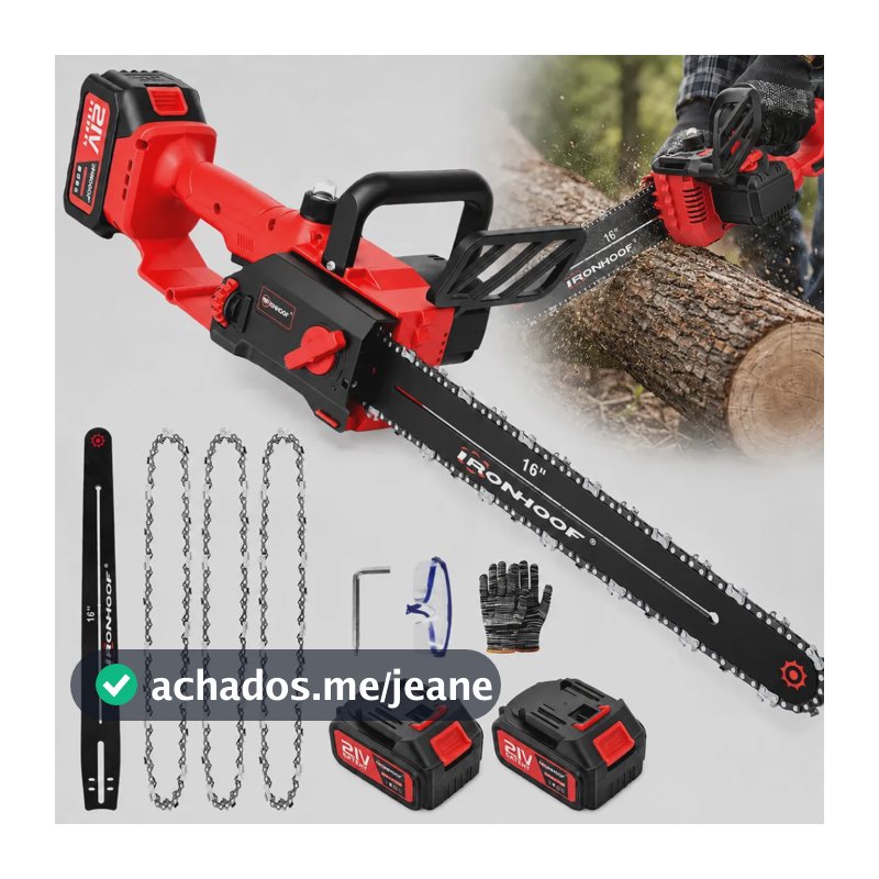 Motoserra Eletrica 3600w Profissional 16 Polegadas Portátil Brushless 2 Bateria 3 Corrente