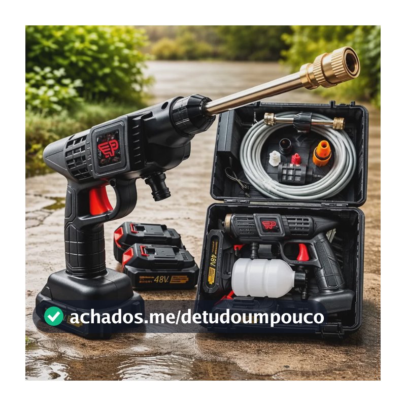 Pistola Lavadora De Alta Pressão C/ 2 Baterias Recarregavel Preto 127/220v 50hz