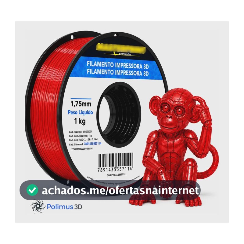 Filamento De Impressão 3D PETG Cor VERMELHO TRANSLÚCIDO 1kg Brilho Premium Para Imprimir Peças 3D Impressora 3D Modelagem Miniaturas Enfeites e Projetos By Polimus 3D