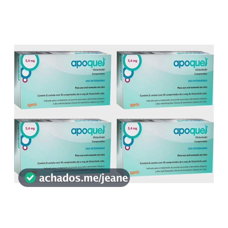 Apoquel 5,4mg Zoetis Remédio Anti Coceira para Cachorro 4 Unidades