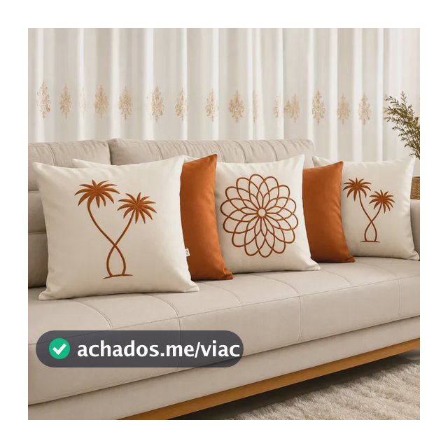 Kit Com 5 Capas De Almofadas Bordadas 45x45 Ziper Invisivel