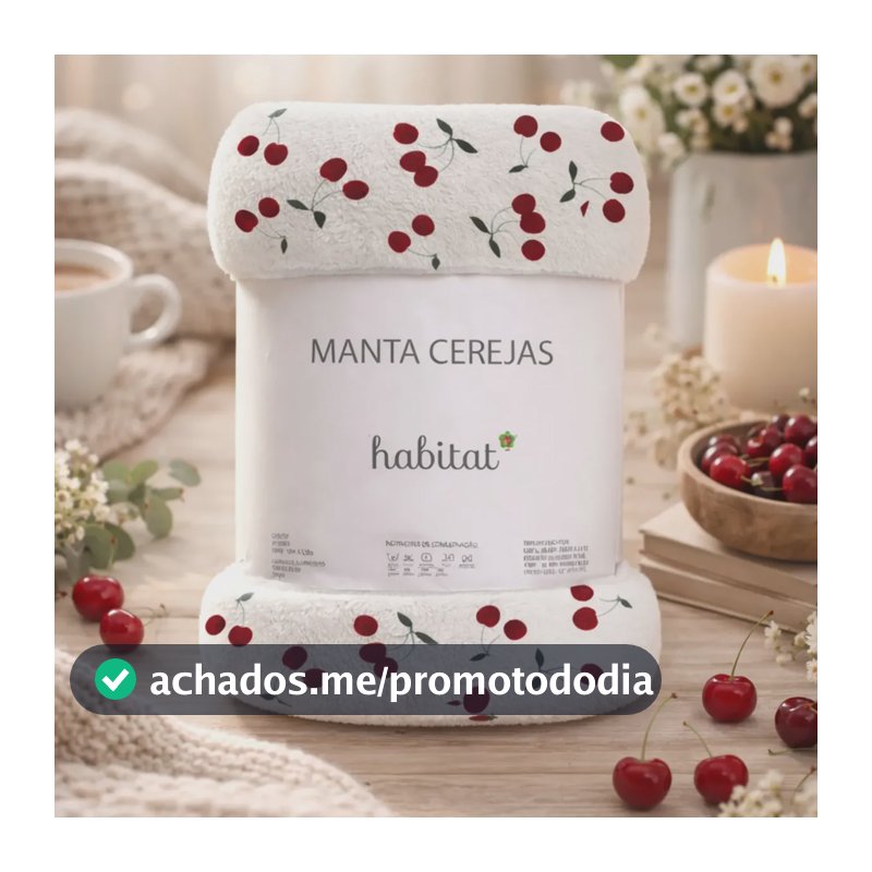 Manta Casal Macia Quentinha Microfibra Antialérgica Cereja Cereja 1.1 G Branca