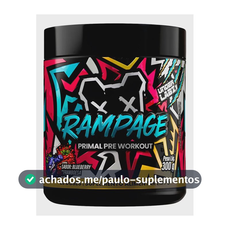 Pré Treino Rampage Under Labz Arginina Taurina Cafeína 300g Blueberry Com Framboesa 300g