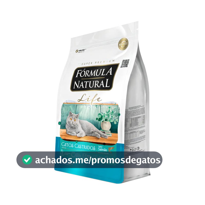 Ração fórmula Natural Life para gatos castrados sabor salmão 15kg