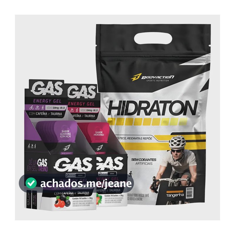 Kit 2x Caixas Gas Gel Energético 20 Sachês + Hidraton 1kg Tangerina