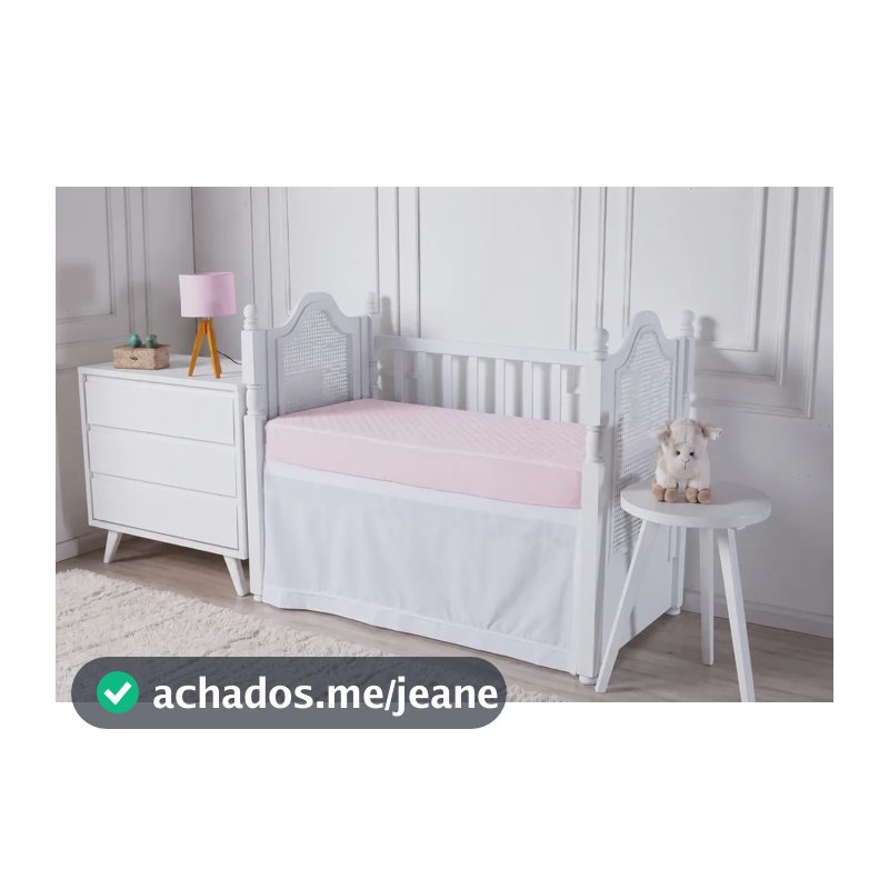 Protetor De Colchão Impermeável Berço Americano Quadriculado Rosa