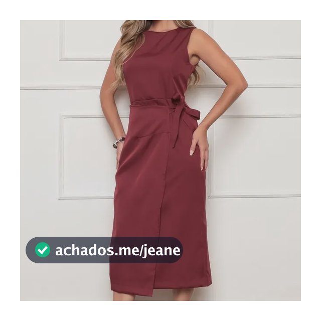 Vestido Midi Alfaiataria Amarração Lateral Elegante Social
