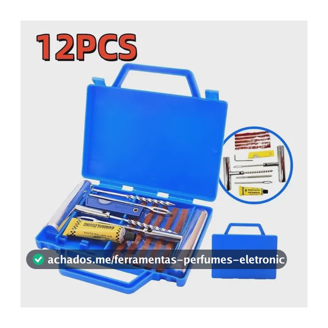 Kit Reparo Pneu Carro Moto Remendo Macarrão Metal C/ Maleta