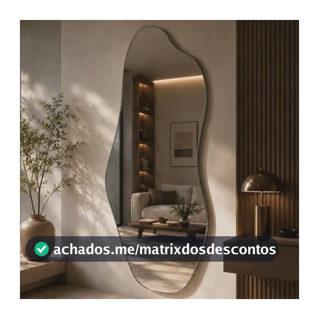 Espelho Mirano Orgânico Madrid 100x40cm Lapidado Design Luxo Suporte