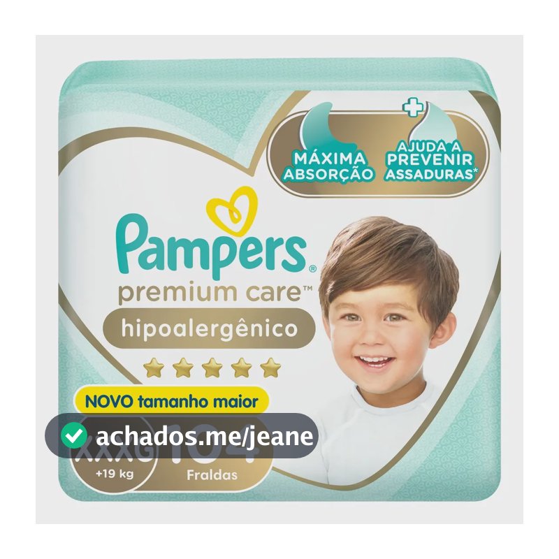 Fralda Pampers Premium Care Tamanho XXXG 104 Unidades