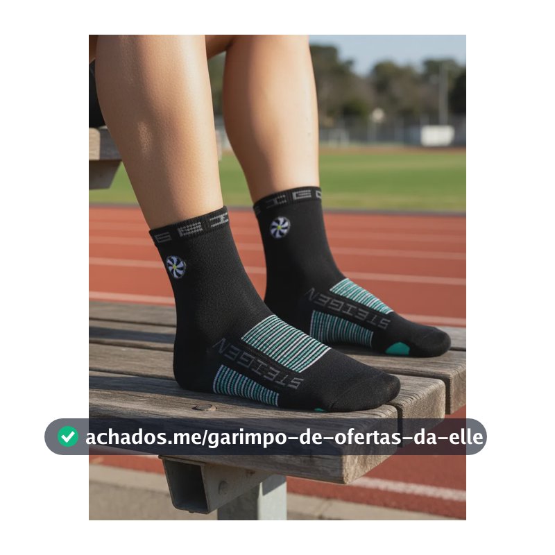 Meia Para Corrida Cano Médio Steigen Black Preto Un