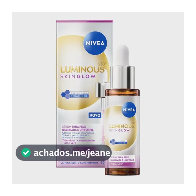 NIVEA LUMINOUS630® Skin Glow Sérum 30ml, BBB 26, Pele Uniforme, Glow Instantâneo, Reduz Manchas e Poros, Hidrata, Cuidado Facial Diário