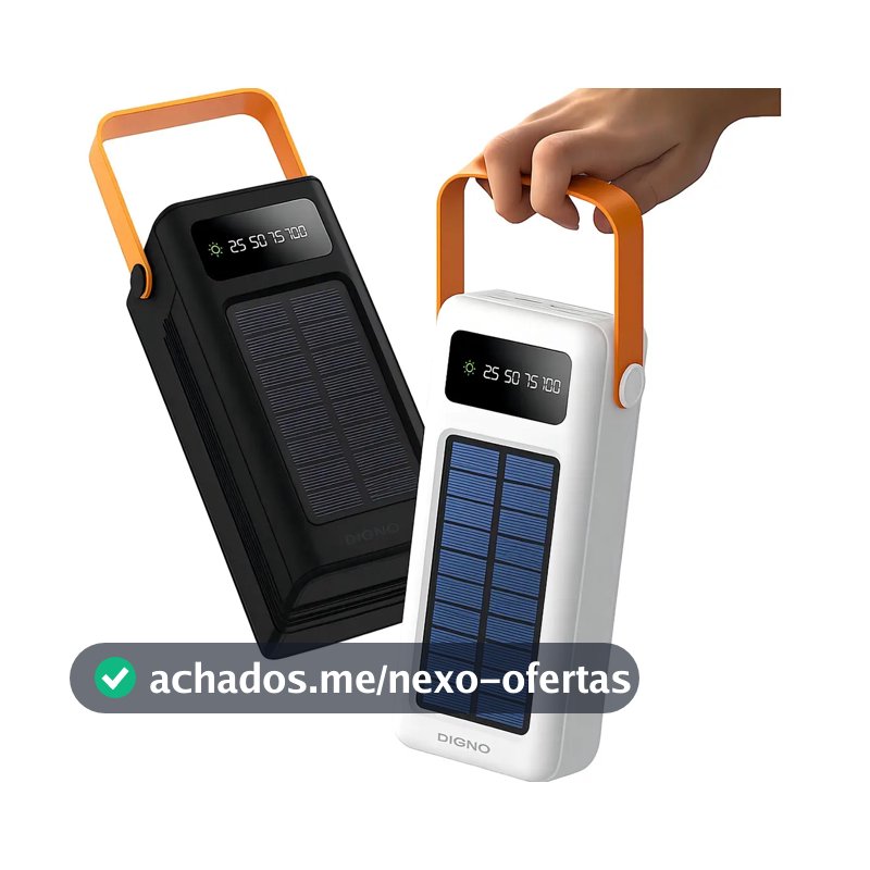 Carregador Portátil Solar 50000mAh Power Bank USB Tipo-C Preto BBMOYE