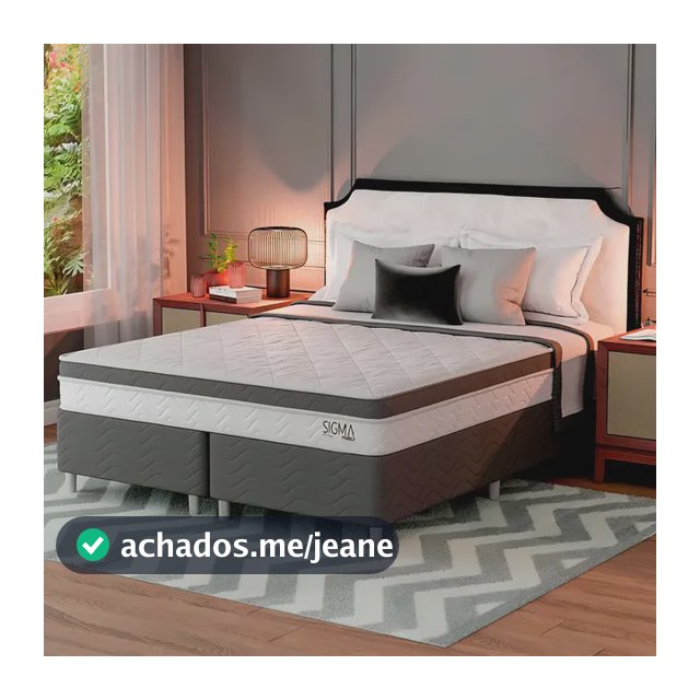 Cama Box Queen Modern Sigma Branco com Colchão Molas Ensacadas Euro Pillow