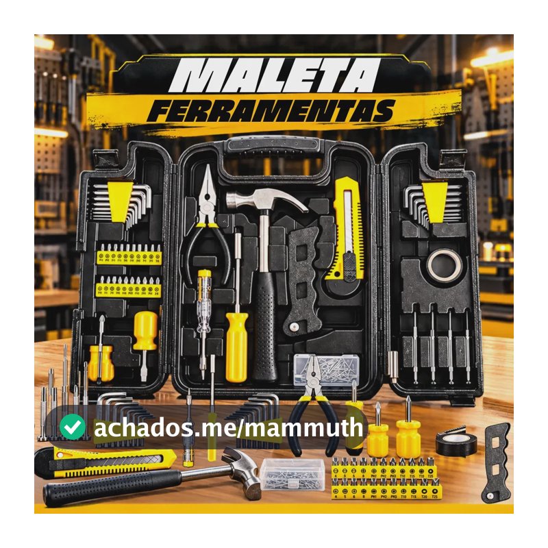 Jogo Maleta ferramentas 200 peças profissioal e domestico Completa Manutenção, Alicate, Bits, Estilete, Chaves Allen, Fenda E Phillips, Martelo, Serra, Fita Isolante, Pregos, Buchas, Chave Voltagem