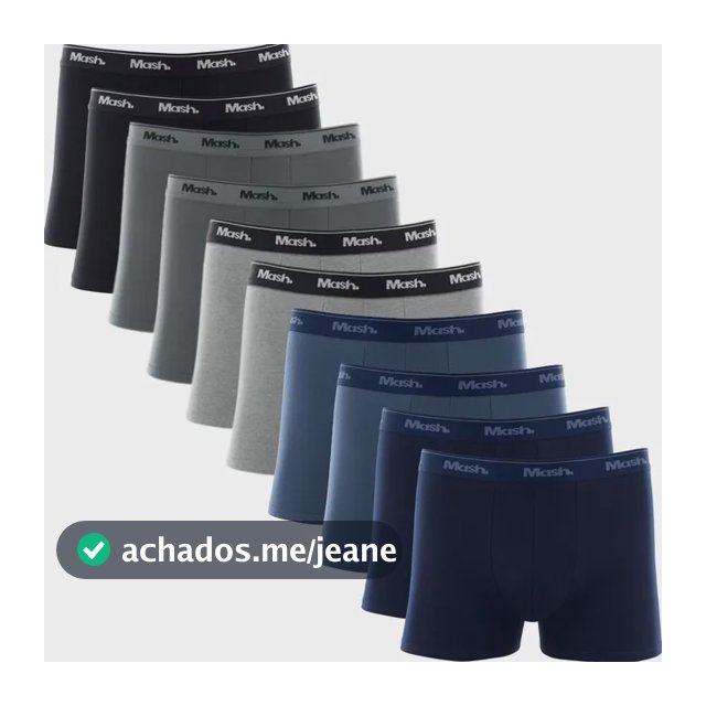 Kit Com 10 Cuecas Boxer Algodão Cotton Masculina Adulto Mash