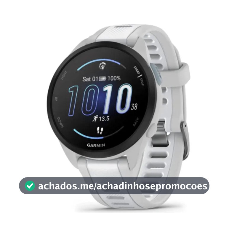Relógio Garmin Forerunner 165 com Monitor Cardíaco de Pulso e GPS Branco e Cinza