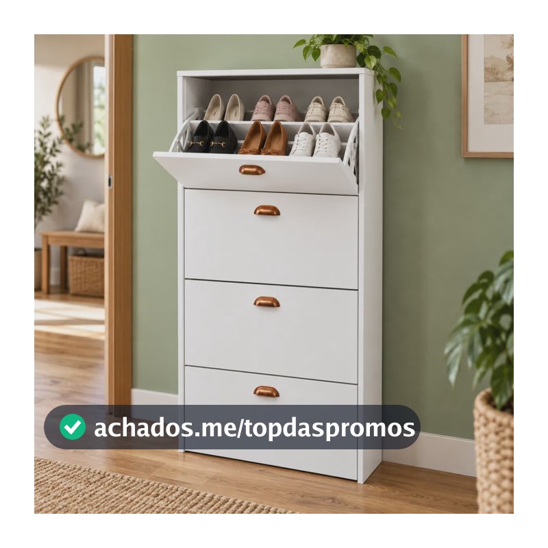 Sapateira Vertical 4 Portas Branca Organizador De Sapatos Branco