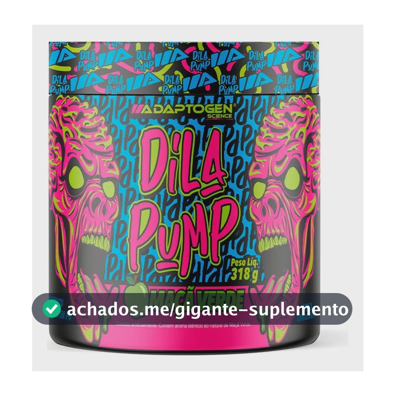 Suplemento Em Pó Dila Pump Pre Treino Sem Cafeína Adaptogen Science Pote De 318g Sabor Maçã verde
