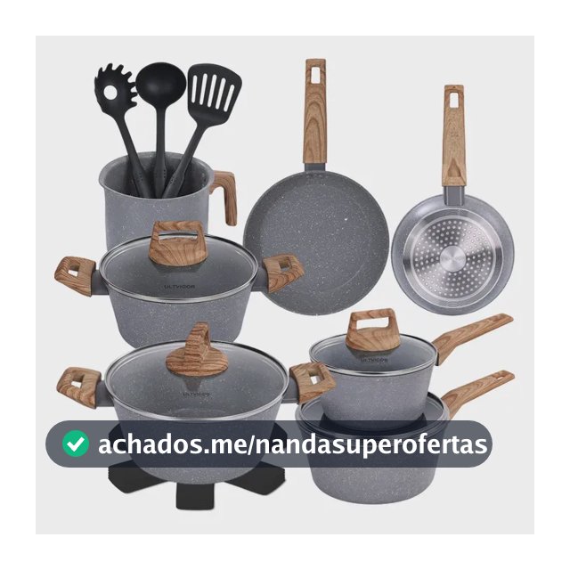 Jogo De Panelas 15 Peças Antiaderente Cerâmica Gás Indução Cinza