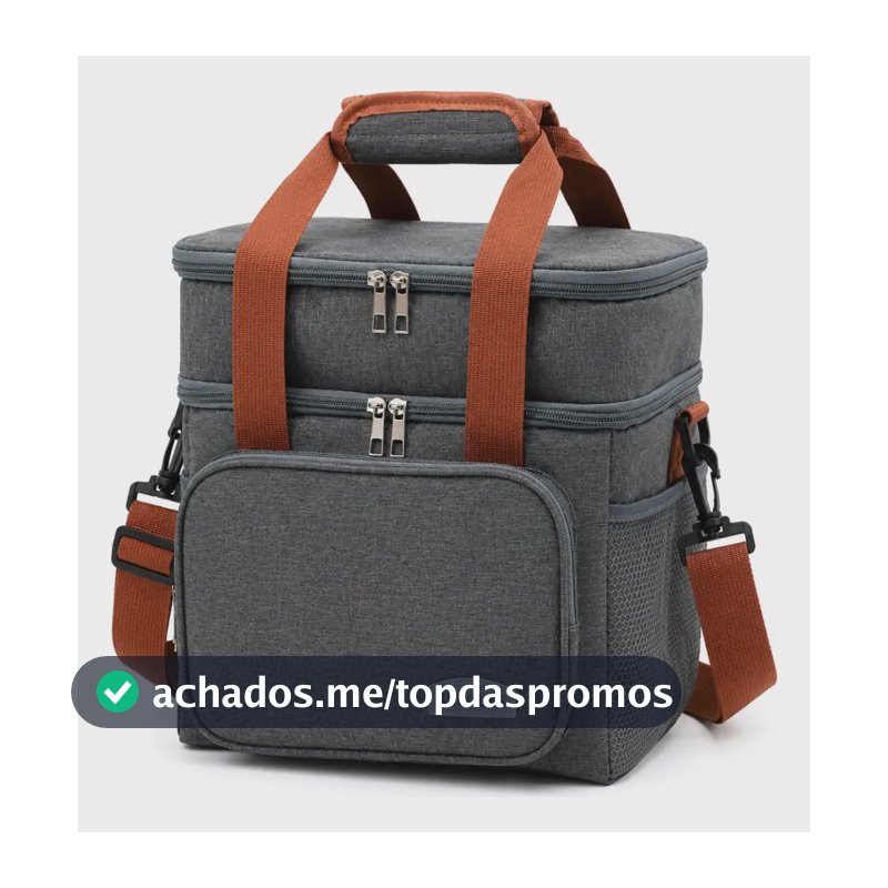 Bolsa Termica Marmita Lancheira Grande Alça Ombro Trabalho Academia Passeio Cinza