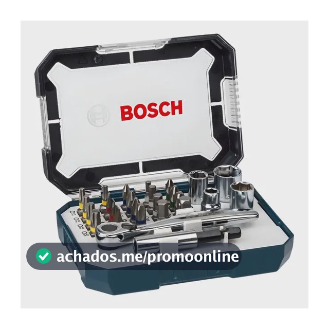 Mini Conjunto De Pontas Soquetes E Chaves 26 Peças Bosch Preto