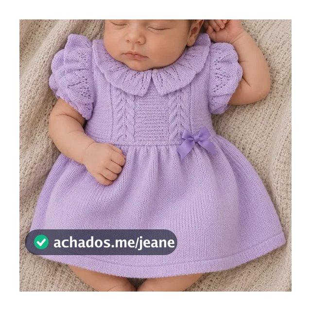 Vestido Calcinha Bebê Menina Tricô Com Manga Curta Infantil
