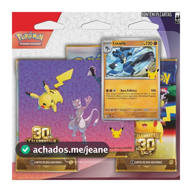 Blister Triplo Pack Adesivo Celebrações 30 Anos Pokémon Lucario Português