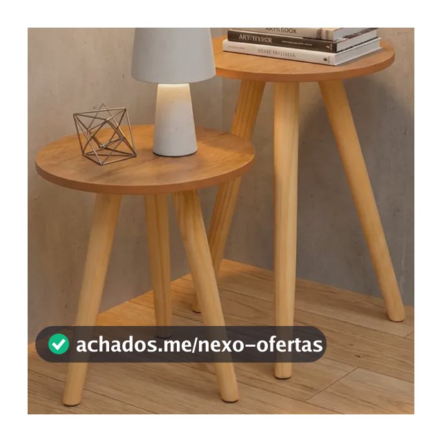 Mesa De Canto Pé Palito 2 Mesas Tripe Redonda Fosca  Cor Nature