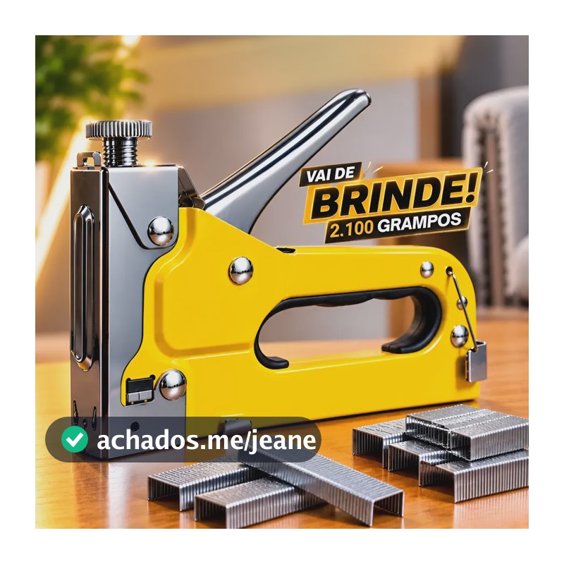 Grampeador Profissional Tapeçaria Madeira + 2100 Grampos