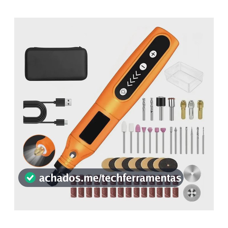 Mini Retífica Sem Fio Multiuso - Ferramenta Rotativa Com 66 Acessórios Para Uso Versátil | Micro Retifica | Retifica Microretifica