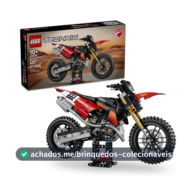 LEGO Technic Motocicleta Ducati Desmo450 MX Factory 42238; Conjunto de construção de moto com detalhes impressionantes; Presente para o Dia das Crianças; 10+