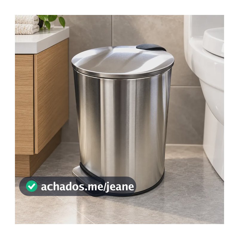 Lixeira De Banheiro Inox 5l Slim Com Pedal E Balde Removível Prateado