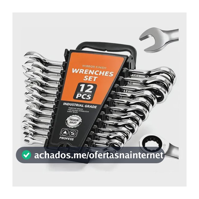 Jogo De Chaves Combinadas Com Catraca 12 Peças 6 A 19mm Cr-v Cinza