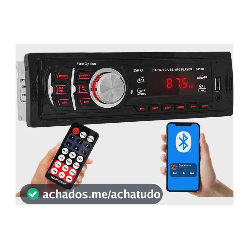 Rádio MP3 First Option 8850B com USB, bluetooth e leitor de cartão SD