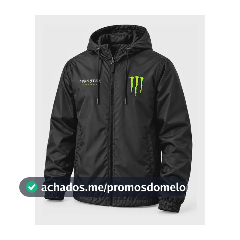 Jaqueta Corta Vento Monster Impermeável Unissex Esportiva Preto Gg
