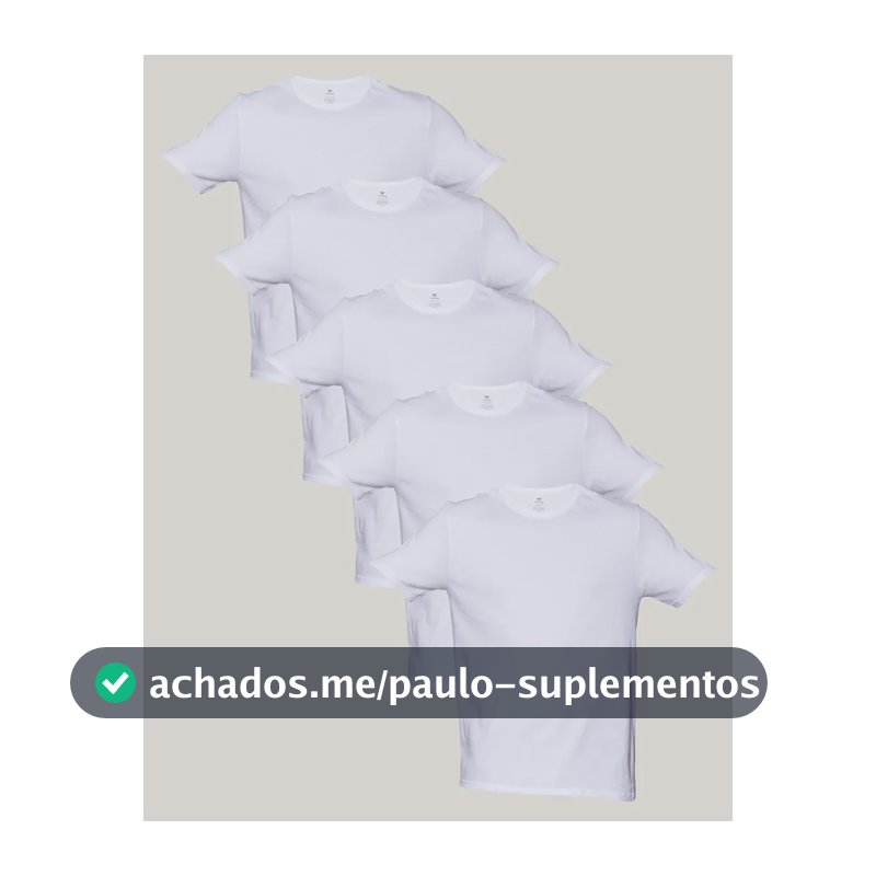 Kit 5 Camisetas Básicas Masculinas Algodão Branca Hering  Branco M Liso