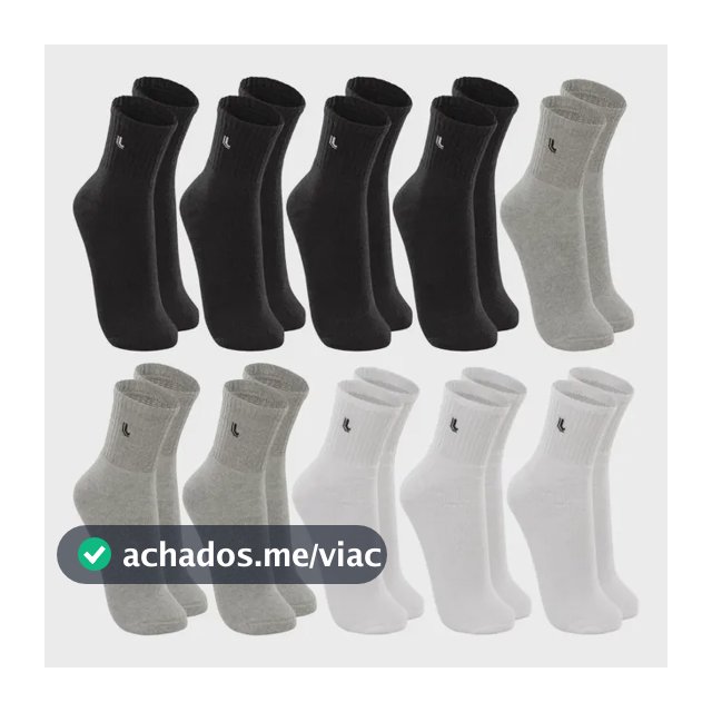 Kit 10 Pares Meias Lupo Cano Médio Alto Academia Original
