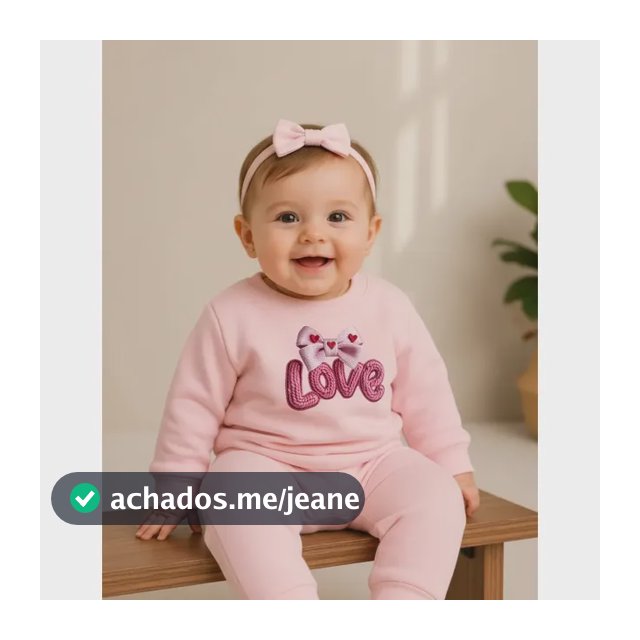 Conjunto Moletom Bebe Menina Love Estampado Calça E Blusa