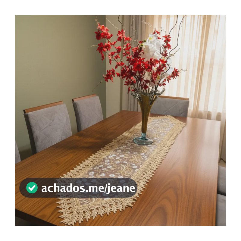 Caminho De Mesa Guipir Bordado 40x180 Premium Centro De Mesa Dourado