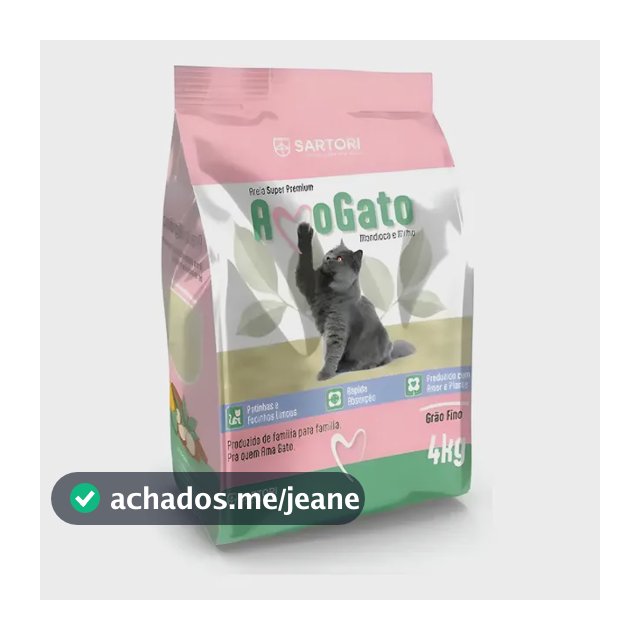 Areia Higiênica Biodeg. P/ Gatos Grão Fino Amogato 4kg
