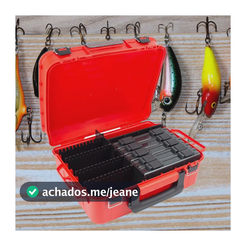 Caixa Organizador De Iscas Acessorios De Pesca Com Maletinha Vermelho