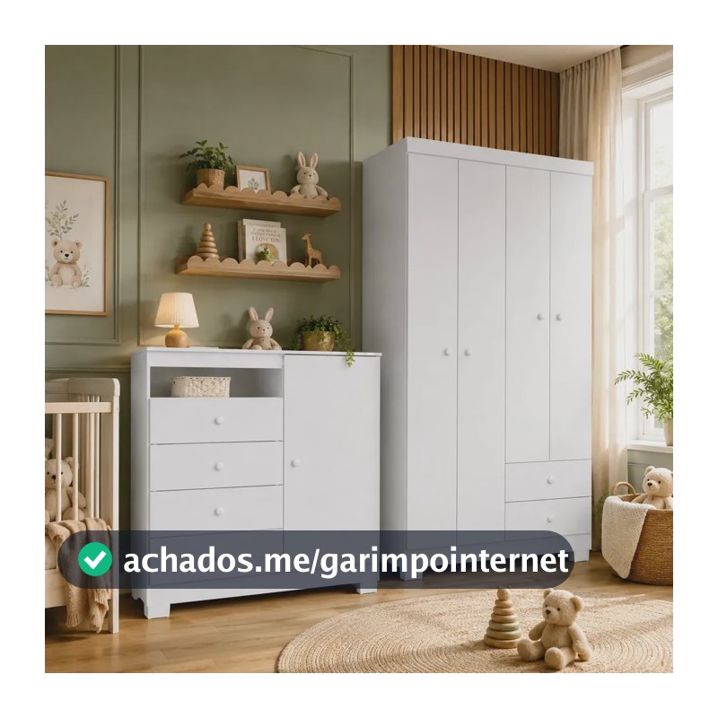 Guarda Roupa Infantil 4 Portas E Cômoda Sap 1 Porta 4gavetas