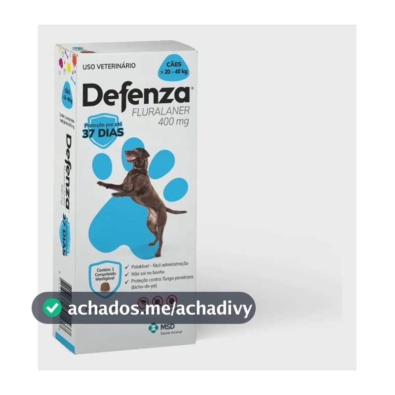 Defenza Antipulgas E Carrapatos Msd Cães 20 A 40 Kg Cor Azul