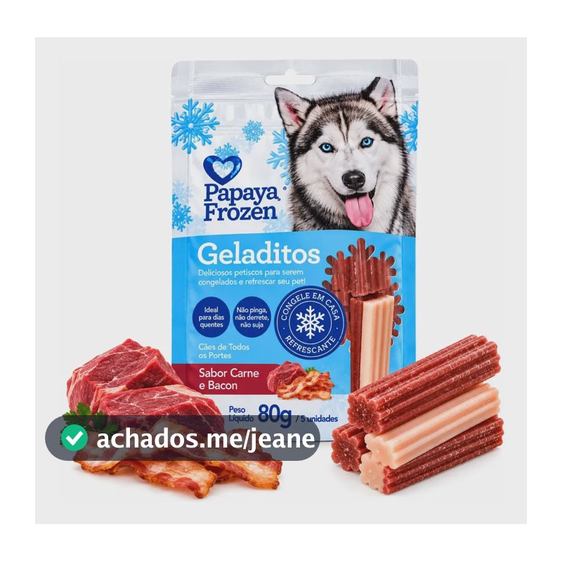 Petisco Papaya Frozen Geladitos Carne Bacon 80g 5un