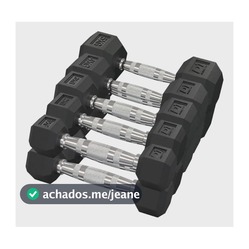 Kit Halteres Sextavado Pares 1kg A 5kg Funcional Musculação Preto