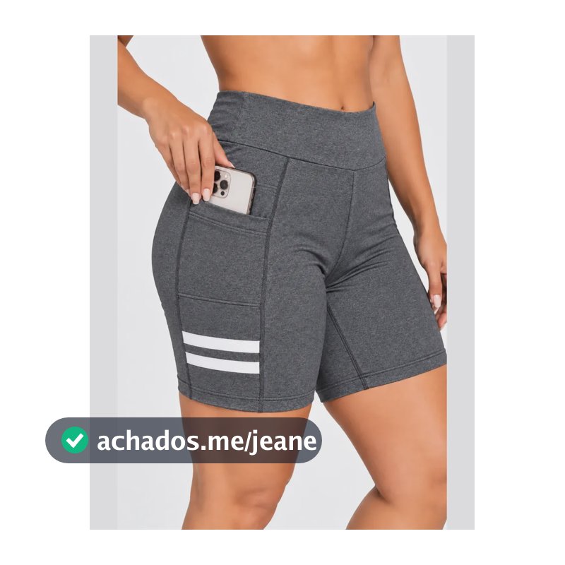 Short Academia Feminino Bolso Fitness Bermuda Corrida Treino Cinza Liso M (38-40)
