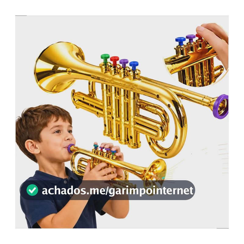 Trompete Infantil Brinquedo Musical Instrumento Educativo Iniciante Som Real Presente Mini Unissex Criança Menino e Menina