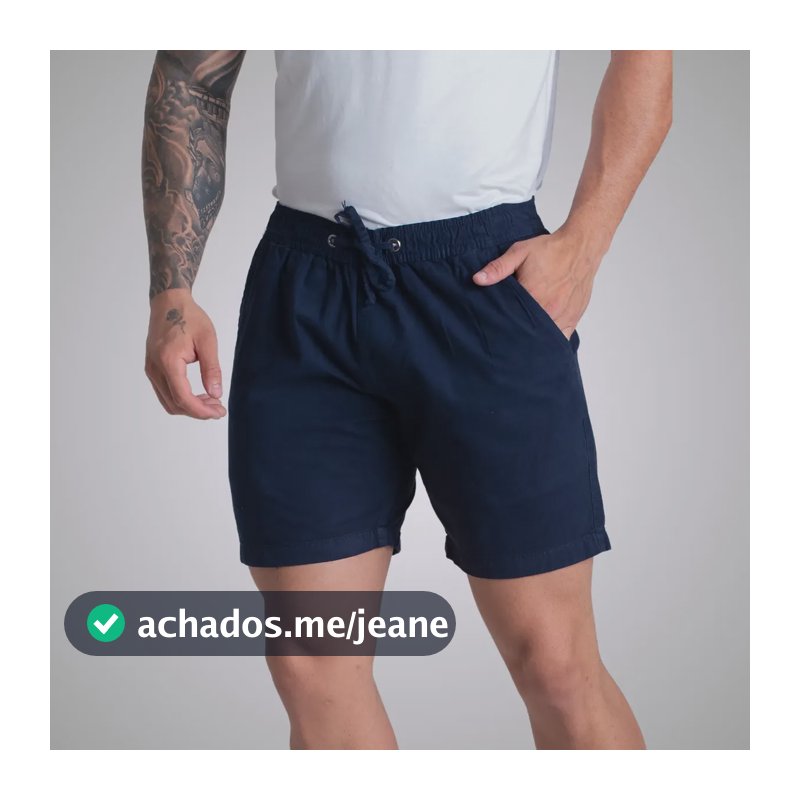 Short Mauricinho Sarja Brim Bermuda Masculina Colorida. Azul-marinho Lisa M 38-40